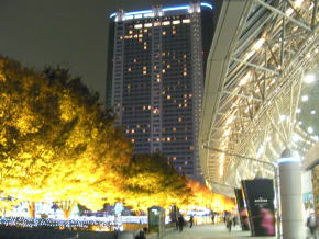 東京ドーム前から東京ドームホテルを見上げる